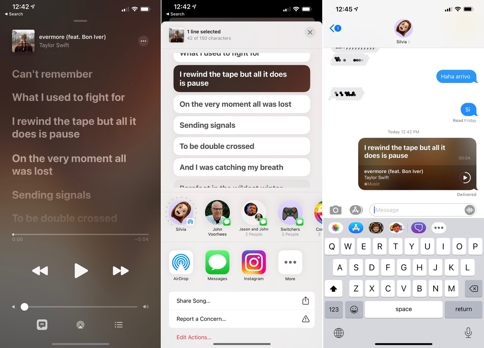 怎么把Apple Music里的歌词通过iMessage分享给别人