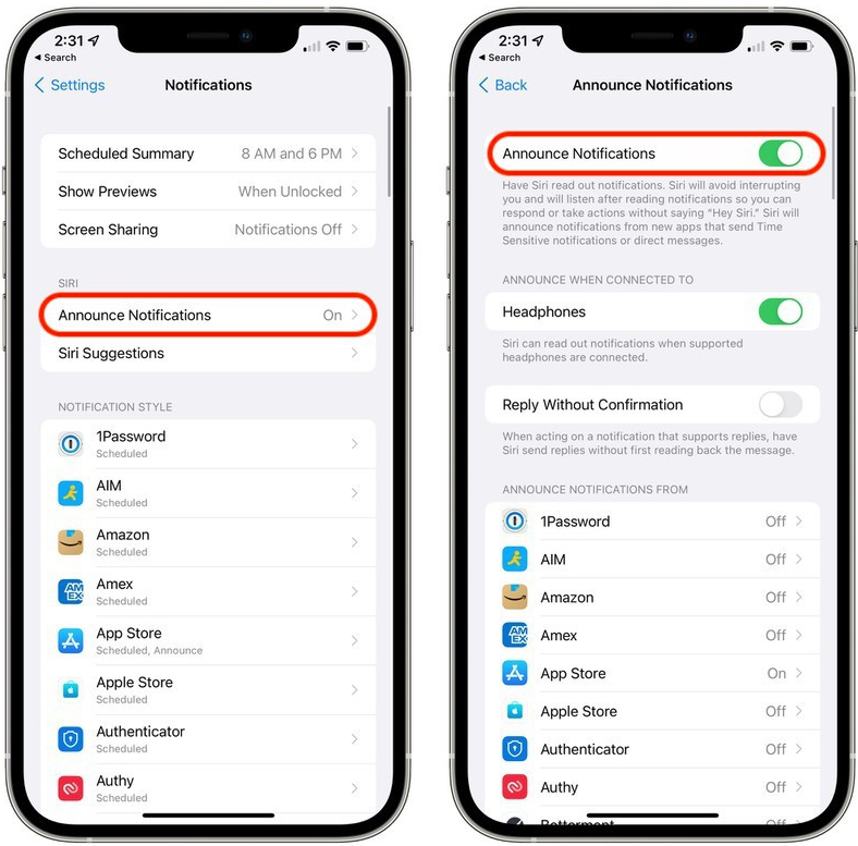 iOS15如何让Siri播报应用通知