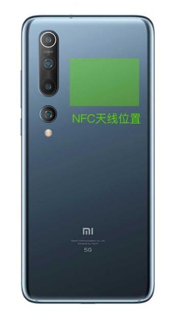 小米10nfc在背面哪个位置
